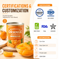 Kemasan Kustom Jeruk Mandarin Kaleng 850g dalam Sirup Ringan untuk Label Pribadi Ritel Produsen Ukuran Kustom