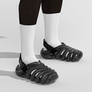 Sandales ultra-légères en EVA monobloc pour hommes, confort nuageux, pantoufles découpées blanches et oranges, antidérapantes, intérieur/extérieur - Product Image 2