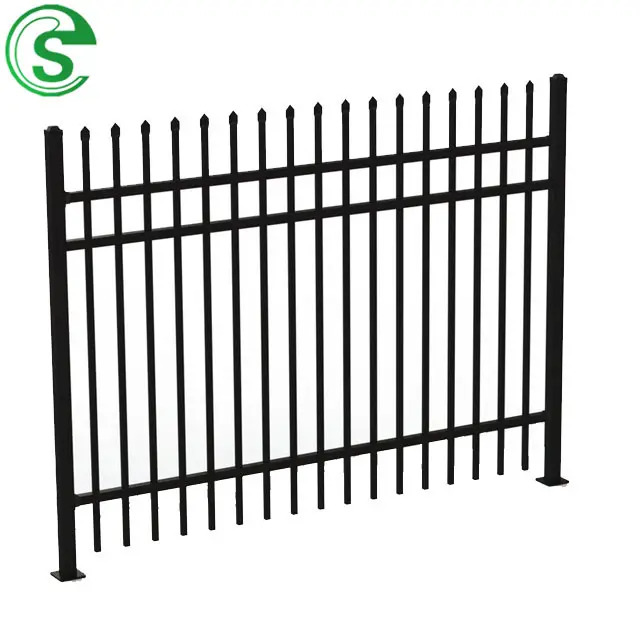 Pali in acciaio zincato a caldo nero recinzione in ferro battuto commerciale ornamentale