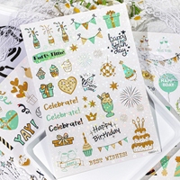 Feuille d'autocollants holographiques personnalisés pour anniversaire, découpés au laser, pailletés, pour la décoration de carnets, de scrapbooking et de journalisation