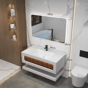 Mueble de Baño Flotante de Lujo para Hotel, con Lavabo de <span class=keywords><strong>Roca</strong></span> de Pizarra, Venta al Por Mayor de Fábrica - Product Image 3
