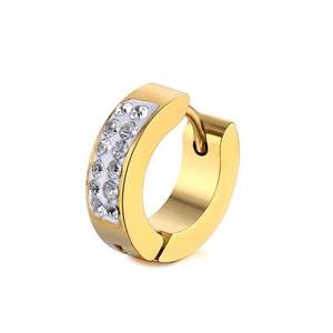 DAICY Vente en gros <span class=keywords><strong>pas</strong></span> chère Boucles <span class=keywords><strong>d</strong></span>'oreilles créoles petites en acier inoxydable, style punk, pour hommes et femmes, avec motif poterie et <span class=keywords><strong>diamant</strong></span> - Product Image 3