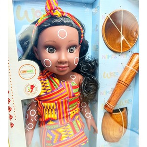 Usine de poupées noires OEM en gros, poupée réaliste de 18 pouces, culture traditionnelle afro-américaine, avec accessoires en bois. - Product Image 6