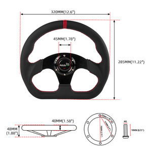 RASTP <b>Racing</b> Steering <b>Wheel</b> 320mm D-Shape Genuine Leather 3 Spokes For Car Modification - Product Image 2