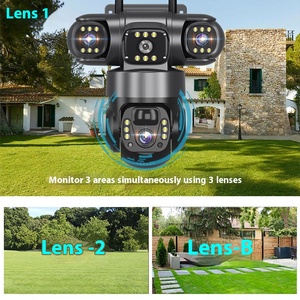 Caméra de sécurité solaire 4G VTS28 à triple objectif 360° °   Caméra de sécurité CCTV sans fil extérieure avec vision <span class=keywords><strong>nocturne</strong></span> couleur - Product Image 3