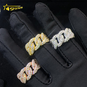 Rinfuse moda due file <span class=keywords><strong>pietra</strong></span> Hip Hop fuoco gioielli <span class=keywords><strong>uomo</strong></span> S925 <span class=keywords><strong>argento</strong></span> ghiacciato fuori VVS Moissanite diamante Miami Cuban Band - Product Image 3