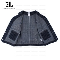 LARSUR kustom pabrik Distress Wash Indigo bergaris Denim jaket rompi Wabash kereta api otomotif Jean Chore Work Gilet
