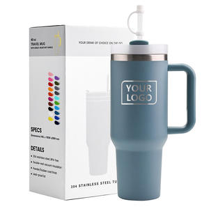 Vaso de Cerámica Personalizado con Logotipo de 30 oz, Vaso de Vino de Acero Inoxidable con Asa para Acampar H2.0 - Product Image 1