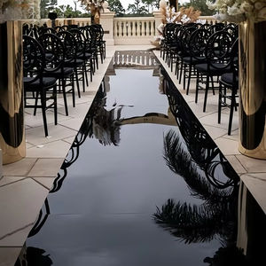 Decoración de pasarela de escenario de boda de lujo, corredor de <span class=keywords><strong>espejo</strong></span> de Pvc negro, Alfombra de pasillo <span class=keywords><strong>con</strong></span> <span class=keywords><strong>espejo</strong></span> negro brillante para decoración de fiesta - Product Image 2