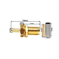 Conector RF Hembra SMA Recto para Montaje en Panel con Tornillo de 19 mm para Cable RG316 RG174
