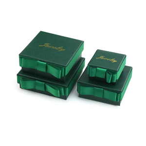 Elegant Forest Green Bow Jewelry Packaging <b>Box</b> Custom Logo Embossed Hard <b>Cardboard</b> <b>Box</b> for Fine Jewelry Gift <b>Storage</b> - Product Image 2