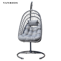 VANRIOS-Balançoire en métal pliable en forme d'oeuf, mobilier d'extérieur, chaise de camping avec corde Olifen