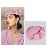 Chapeau Turban Vintage en Feutre pour Femme, Doux, Style Derby, Fascinator à Fleur, pour Église, Fête, Béret, Idéal pour Hôtesses de l'Air et Occasions Spéciales