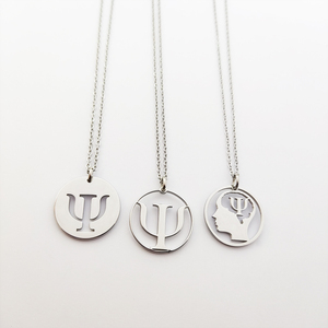 Collier psychologie 316L en acier inoxydable, bijou symbole Psi psychique, cadeau délicat pour psychologue, bijoux en acier - Product Image 3
