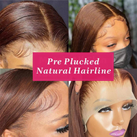 Pelucas de Cabello Humano Natural Liso Marrón Chocolate 13x4 13x6 con Encaje Frontal para Mujeres Negras, Peluca de Cabello Vietnamita Virgen