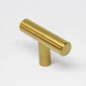 Furniture Kitchen Accessories Solid American Style 2 Inch Cabinet Door Brass Gold Satin T Bar Pull Knob