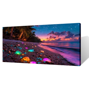 Impresiones de Arte Abstracto Art Déco Costero, Lienzo con Piedras de Playa Multicolores, Decoraciones Cuadradas para Pared, Interiores Modernos, Arte para Colgar de B&C - Product Image 4