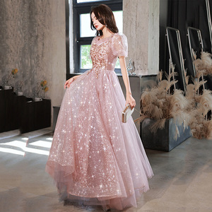 Pink Evening Gown For Women Sweetheart Neckline Empire Waist <b>A</b>-<b>Line</b> 3D Stereoscopic <b>Patterns</b> Flattering Slimming Banquet <b>Dress</b> - Product Image 3