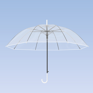 Tùy chỉnh quảng cáo đơn giản thẳng hướng dẫn sử dụng trong suốt Windproof không thấm nước ô 8 xương cong gỗ xử lý 97cm đường kính - Product Image 1