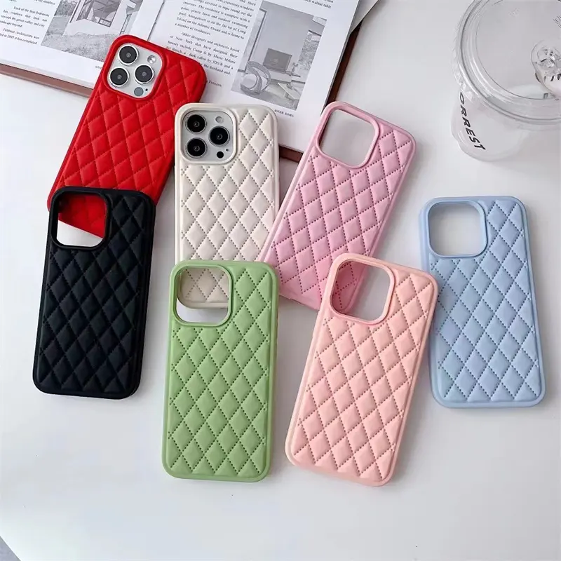 2022 New Silicone Diamond Pattern Phone Cover Mobile Phone case for iphone 13 series, for iphone 13 cellphone case silicon