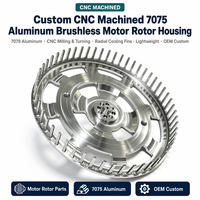 Boîtier de rotor de moteur sans balais en aluminium 7075 T6 usiné sur mesure par CNC avec ailettes de refroidissement radiales pour servomoteur de drone, service OEM