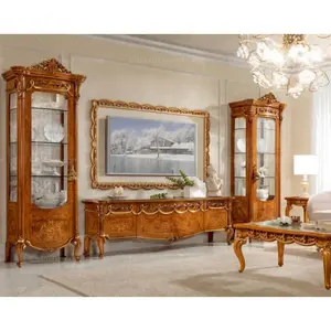 Европейская классическая мебель во французском стиле для гостиной роскошный стеклянный винный шкаф с резьбой по дереву и подставки для телевизора
