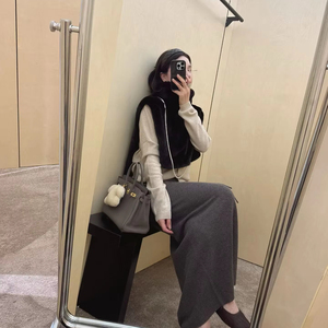 Mới Thu Đông Thời Trang Lông Chồn Khăn Choàng Nữ Màu Nguyên Chất Cổ Cao Không Tay Lông Thật Áo Vest Cho Nữ - Product Image 4