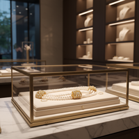 Vitrina de Exhibición de Alta Gama MASTER para Mostrador, Marco Dorado, Gabinete para Joyas con Cajón Deslizante, Cerradura Mecánica Antirrobo, Vitrina de Vidrio