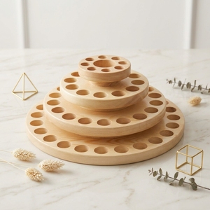 Support de présentation rond pour huiles essentielles, organisateur en bois de pin, à trois ou quatre niveaux, rotatif, pour rangement - Product Image 6