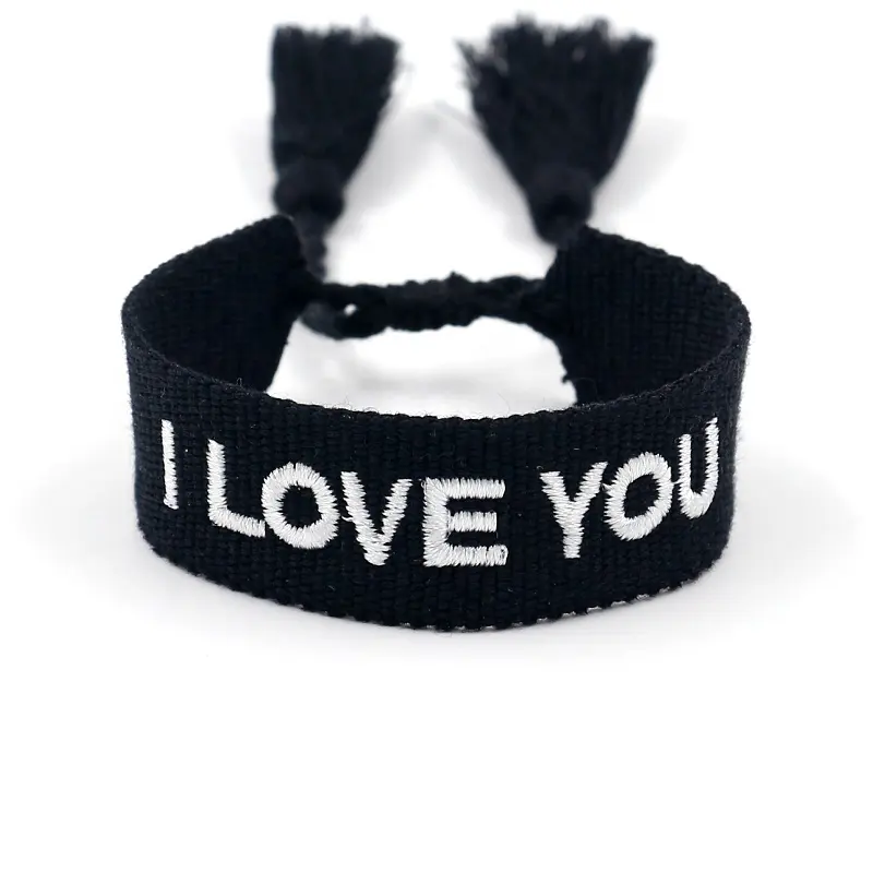 Gepersonaliseerde Brief Armband I Love U Geborduurde Pols Touw Creatieve Eenvoudige Kwastje Mode Kleine Sieraden