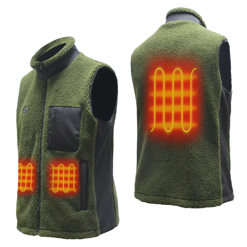 Gilet chauffant thermique réglable en molleton vert pour animaux de compagnie pour hommes vestes à batterie rechargeable vêtements Softshell pour femmes