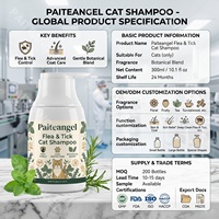 Shampoo pour chat anti-puces et tiques 300ml, mélange botanique, soin apaisant, protection anti-parasitaire, lavage corporel désodorisant, marque privée