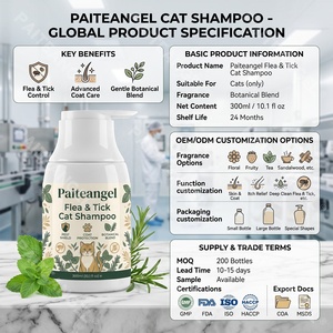Shampoo pour <span class=keywords><strong>chat</strong></span> <span class=keywords><strong>anti</strong></span>-puces et tiques 300ml, mélange botanique, soin apaisant, protection <span class=keywords><strong>anti</strong></span>-parasitaire, lavage corporel désodorisant, marque privée - Product Image 5