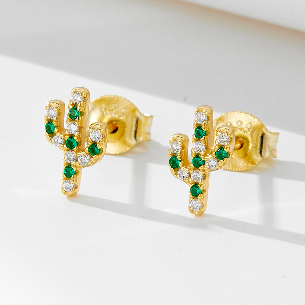 Fashion 925 Sterling Silver Colorful CZ Cactus Stud Earring Fine Jewelry  for Women| Alibaba.com