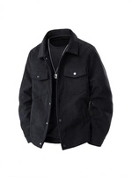 Jaket korduroi lengan panjang untuk pria, jaket korduroi katun lengan panjang berkancing berlapis, jaket jalan luar ruangan musim gugur/musim dingin untuk pria
