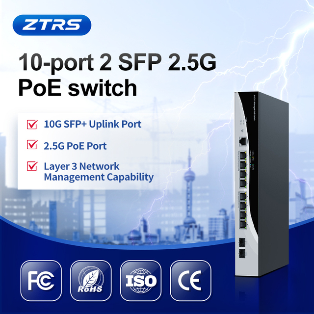 Enterprise-grade 10 Gigabit 10-port Desktop-mount Layer 3 Managed PoE Switch