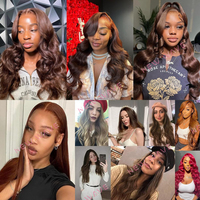 Perruque Lace Front en Cheveux Humains Brésiliens de Qualité Supérieure 12A, Sans Colle, Dentelle Transparente, Ondulée, Noire, Nœuds Blanchis