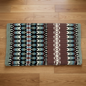 Couverture de selle en laine de qualité, style Navajo du Sud-ouest, en coton vert et marron, pour équipement équestre western - Product Image 4