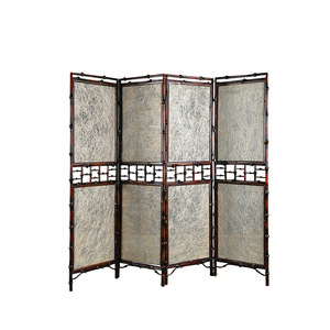 Chinese Style Handcrafted Bamboo Folding Screen 4 Panels Traditional Design Foldable Room Divider For Tea Room Hotel Decor - Product Image 5