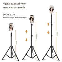Trépied portable professionnel en alliage avec anneau lumineux intégré, support de téléphone LED de bureau à intensité réglable pour vlogging et réunions Zoom, télécommande incluse