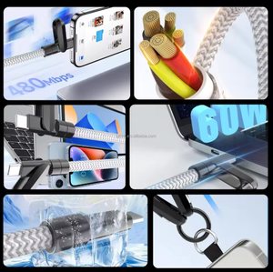 الأكثر مبيعًا حزام رقبة من النايلون مضفر من النوع C إلى C بشحن سريع 2 في 1 PD 60 واط 1m 2m لشاحن حبل أندرويد Ios من Apple - Product Image 6