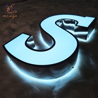 Enseigne lumineuse 3D personnalisée à lettres en relief, éclairée sur le devant et le dos, logo lumineux double face pour vitrine commerciale
