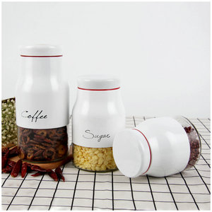 Thiết lập của 3 hiện đại Vòng thủy tinh nhà bếp lưu trữ hộp trà cà phê đường lọ Chậu bán buôn thực phẩm lưu trữ & container - Product Image 5