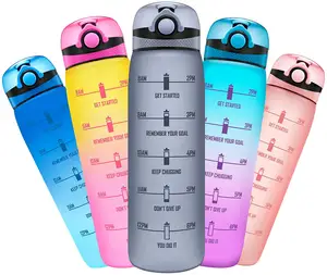 Fitness time maker tritan sk pc sans bpa en plastique protéine logo personnalisé 32oz 1000ml 1 litière bouteille d'eau de motivation pour le sport