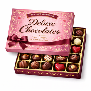 Boîte cadeau de luxe en carton rigide recyclable, finition brillante/mate, personnalisable, pour en-cas délicieux, chocolat doré - Product Image 6