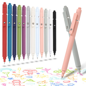 Amazon için sıcak satış Retro Macaron renk 0.5mm jel mürekkep kalemi sınır ötesi renkli geri çekilebilir jel kalem mavi mürekkep plastikten yapılmış - Product Image 1