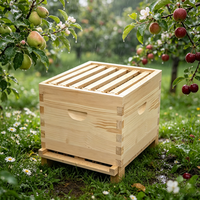 Chinesische Tannenholz-Bienenstöcke sind zum Stapeln aufeinander ausgelegt und mit einer Bodenplatte ausgestattet.