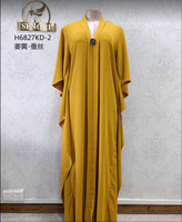 Abaya Muslimah Wanita Ukuran Besar Anti-Statis Bahan Bernapas Model Sopan Panjang Mata Kaki dengan Ruffle dan Belahan, Kimono Abaya Dubai Hingga Ukuran 5XL