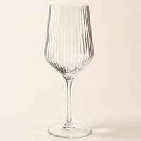 Offre Spéciale – Verre à pied classique en verre transparent avec rayures verticales en relief pour vin rouge et dessert – Fabrication mécanique – Cadeau d'affaires