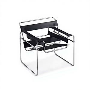 Fauteuil d'appoint électrique moderne en similicuir noir avec structure <span class=keywords><strong>tubulaire</strong></span> en acier pour salon, chambre et hôtel - Product Image 2